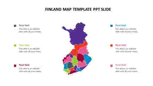 Finland map template ppt slide